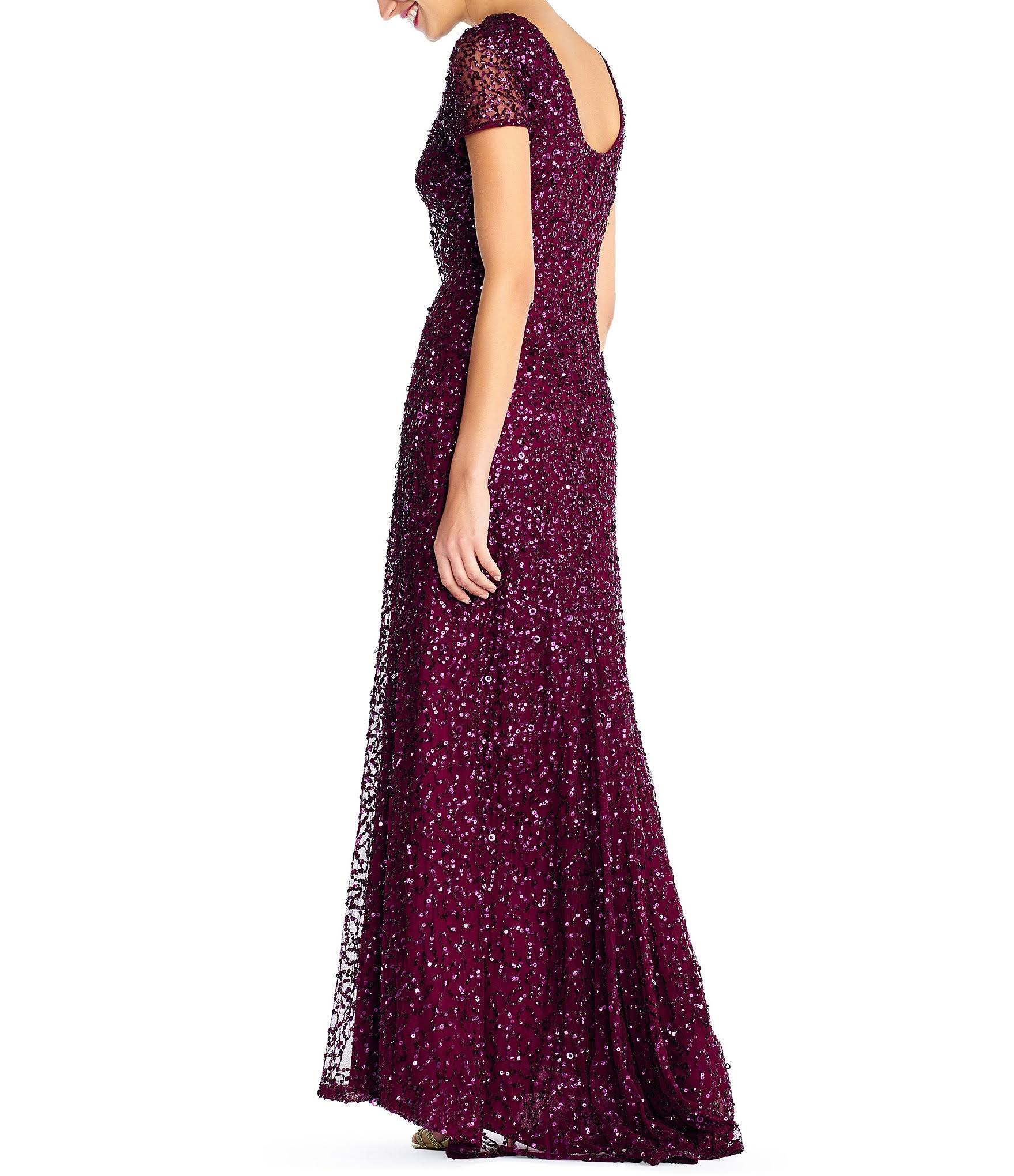 Adrianna Papell Scoop Back Sequin Gown, Blush, Size: 2