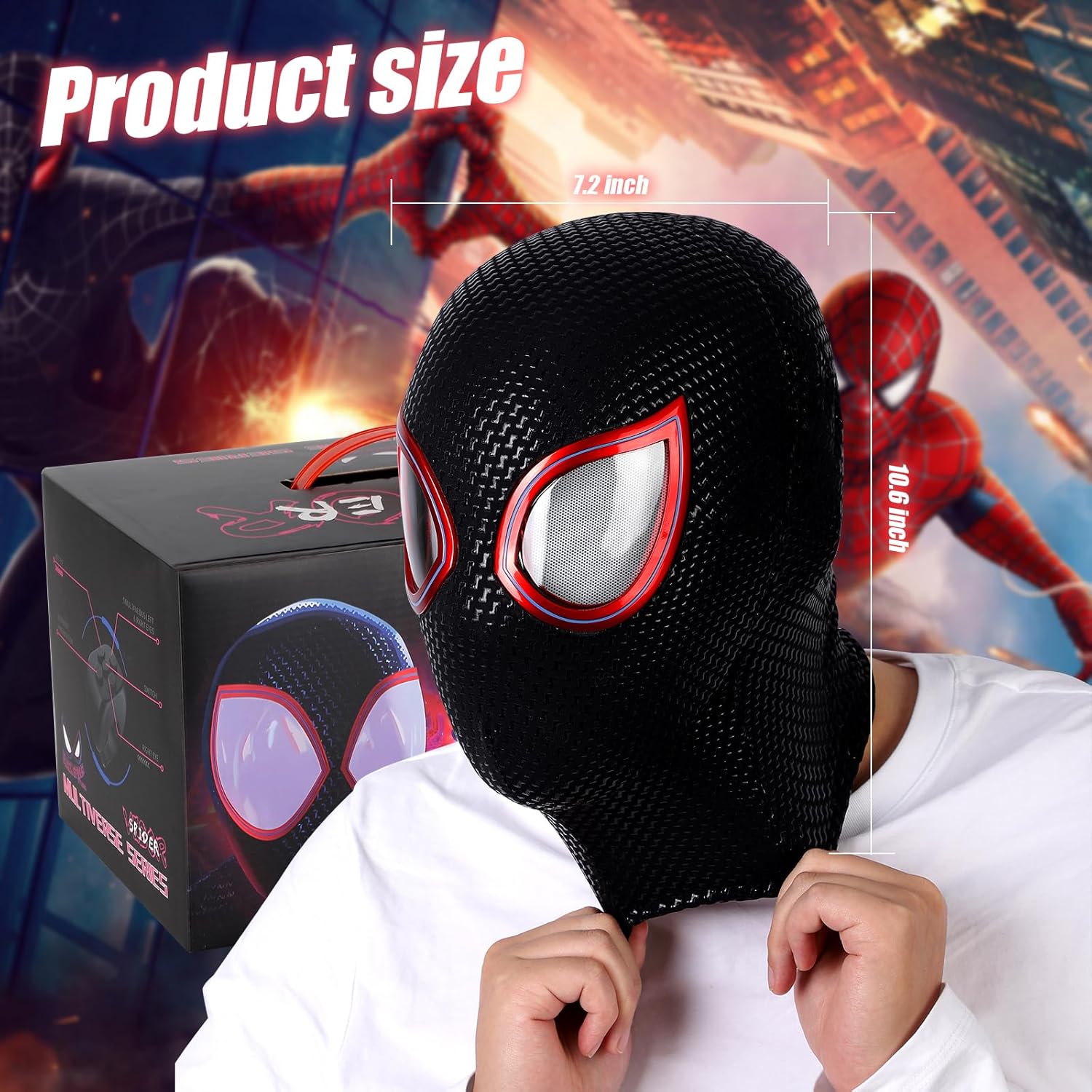 Spider Hero Mask Toy with Moving Eyes- Movable Eyes Remote Control, Full Face - Great for Halloween, Christmas, Cosplay