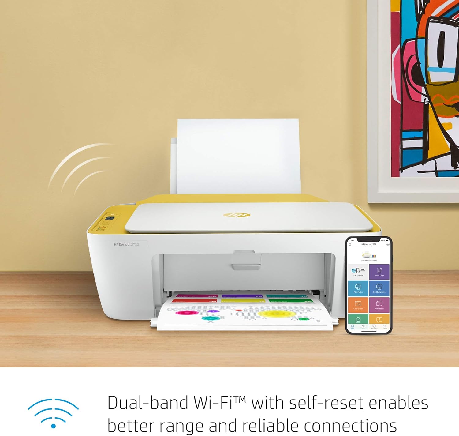 HP DeskJet 2732 Wireless All-in-One Compact Color Inkjet Printer - Instant Ink Ready, Marigold 5AR85A (Renewed) Pack of 2