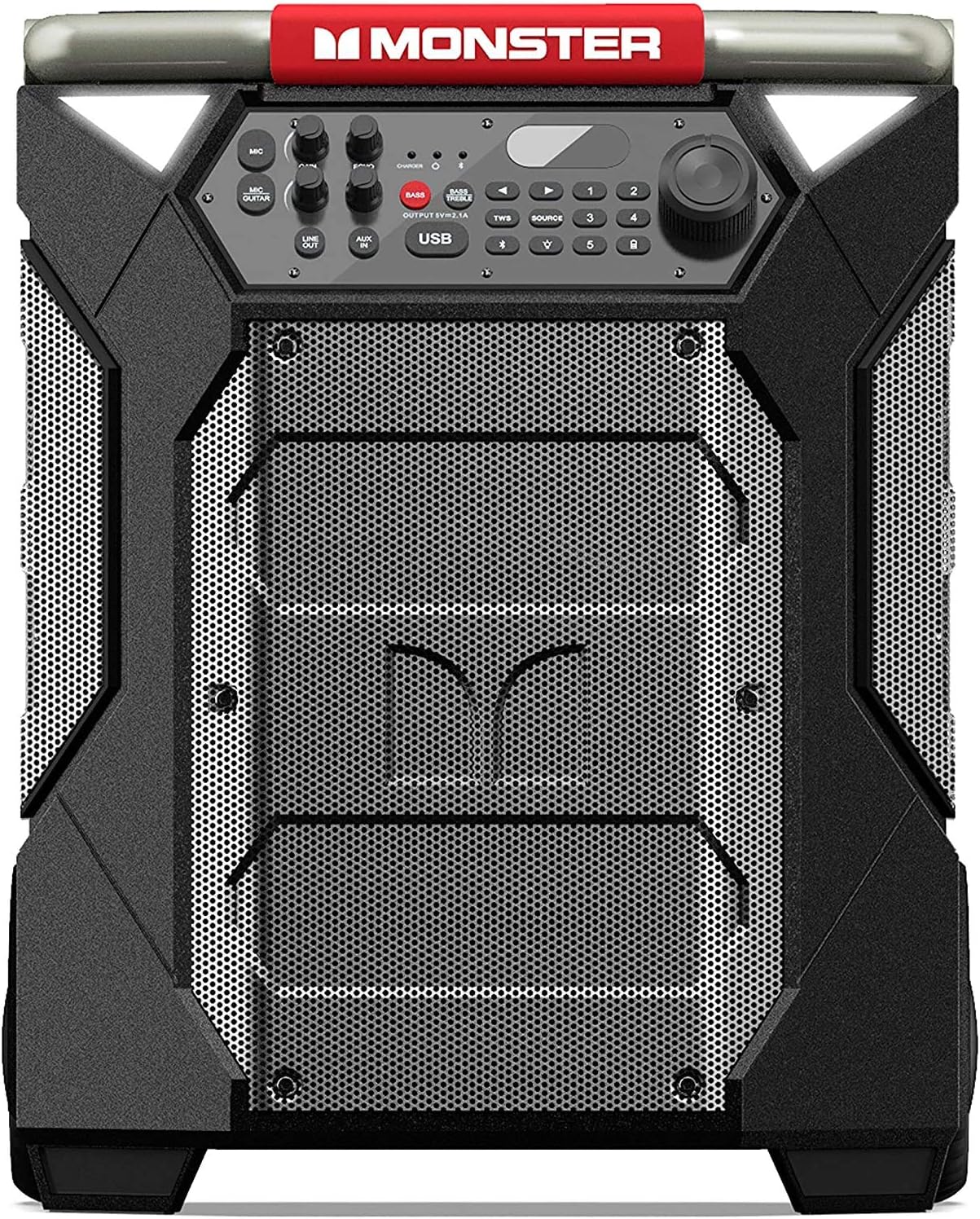 Monster Rockin' Roller 270 Portable Indoor/Outdoor Wireless Speaker, 200 Watts, Up to 100 Hours Playtime, IPX4 Water Resistant, Qi Charger, Connect to Another TWS Speaker (Slate)