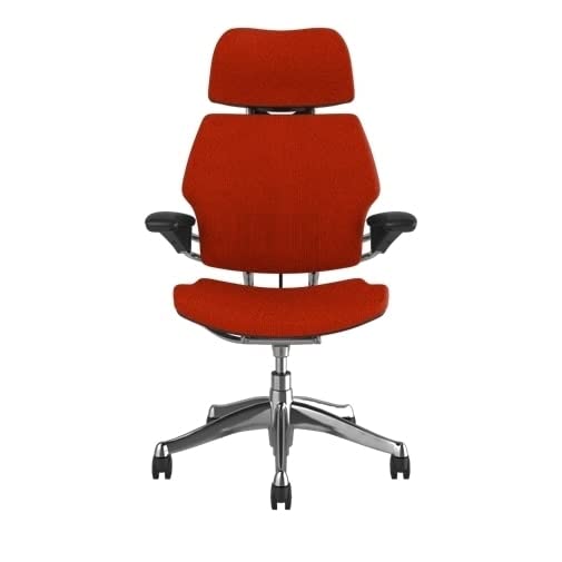 Humanscale Freedom Office Chair with Headrest - Ergonomic Work Chair with Standard Height Adjustable Duron Arms - Wheels for Carpet - Polished Aluminum Frame with Wheat Ginkgo Fabric