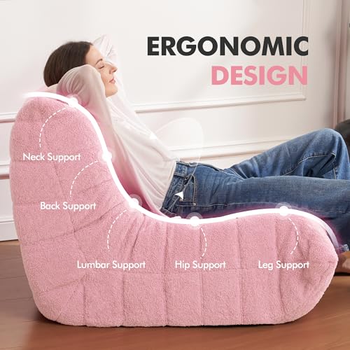 Bean Bag Chair Big Sofa Beanbag Chair for Adults Fireside Chair Bean Bag Lounger with Memory Foam Filled for Home,Apartment or Gaming Venue(Black Plush)