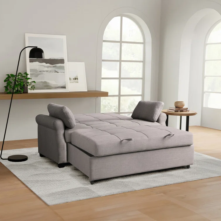 Serta Sabrina 73 Queen Rolled Arm Tufted Back Convertible Sleeper Sofa with Cushions