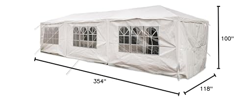 Party Tent Canopy Tent for Outdoor Wedding Party - *New Heavy Duty Design* or Camping BBQ w/Removable Waterproof Sidewalls - 30' x 10' - Backyard Expressions