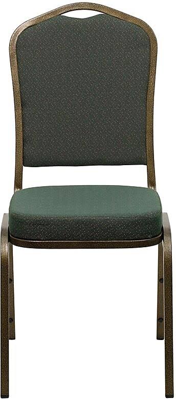 4 Pk. Hercules Series Crown Back Stacking Banquet Chair Green Patterned Fabric/Gold Vein Frame
