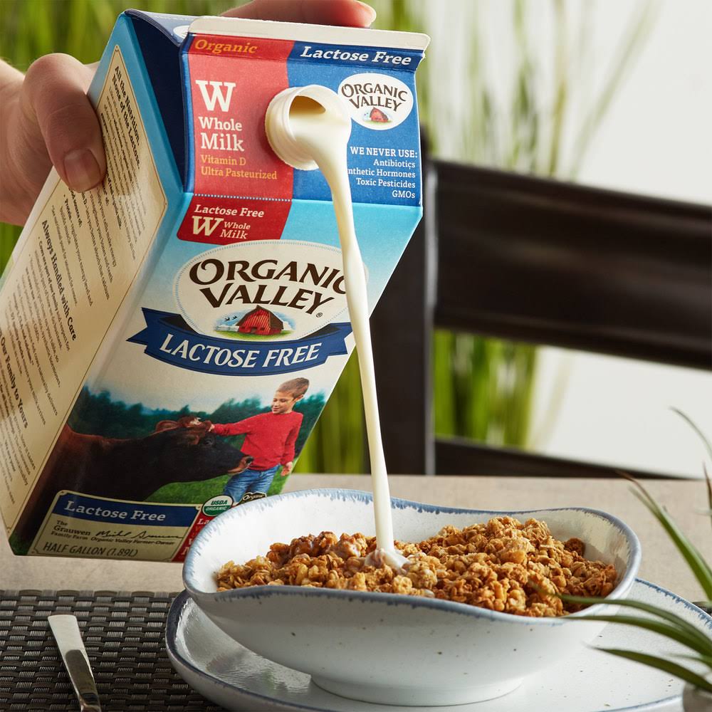 Organic Valley Half Gallon Lactose Free Organic Whole Milk - 6/Case