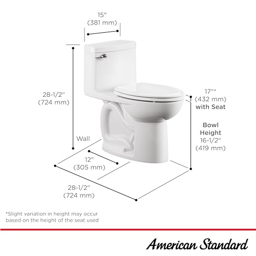 American Standard 2403128.222 Compact Cadet 3-FloWise Tall Height 1-Piece 1.28 GPF Single Flush Elongated Toilet with Seat, Linen