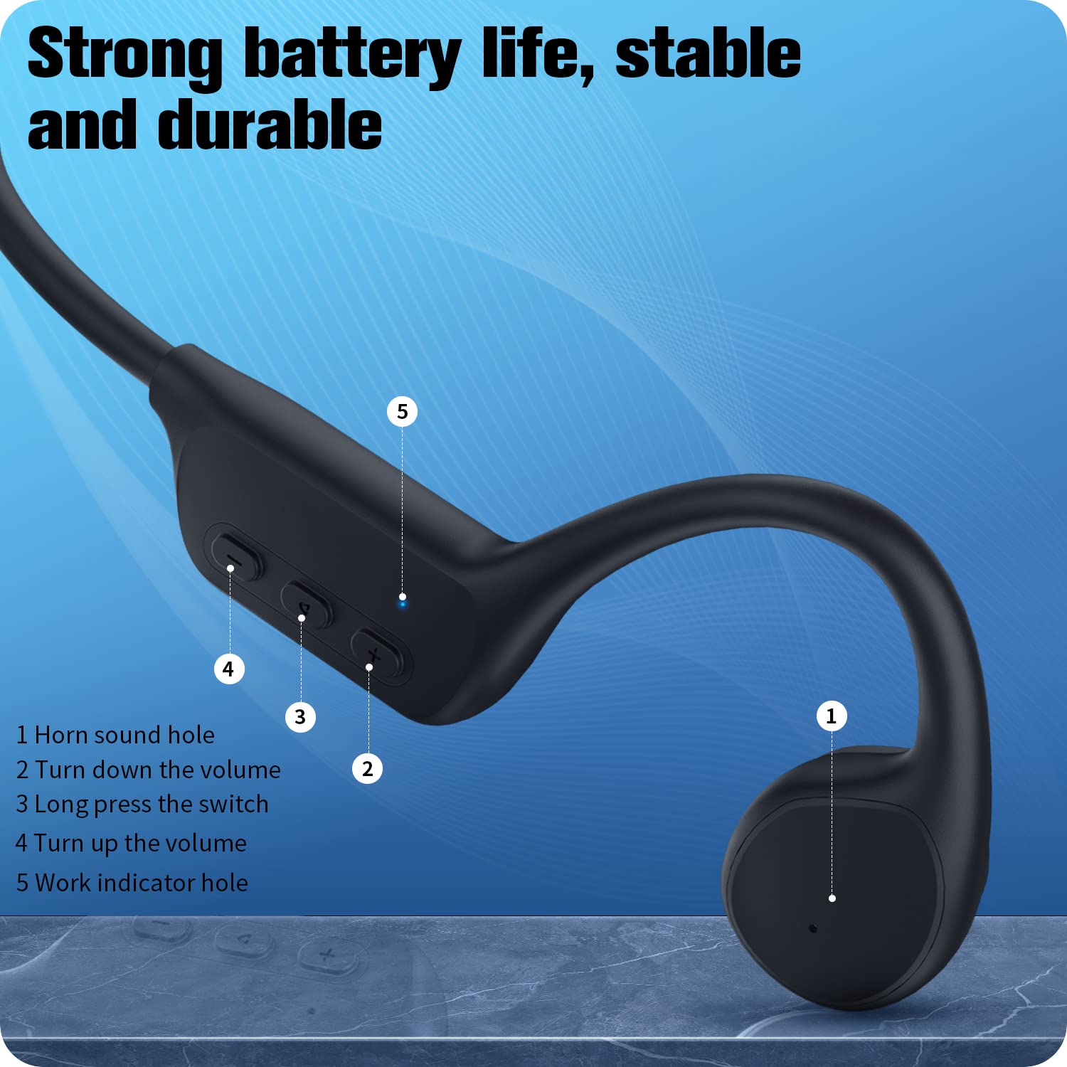 Bone Conduction Headphones, Wireless Bluetooth 5.0 Open Ear Headphones Built-in 32G Memory IP68 Waterproof Sports Headphones for Workout, Running, Hiking, Cycling, Swimming and More Activities