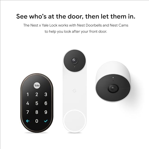 Google Nest x Yale Lock - Tamper-Proof Smart Lock for Keyless Entry - Keypad Deadbolt Lock for Front Door - Satin Nickel