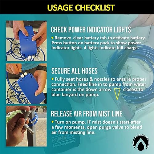 EXTREMEMIST Portable Misting System - 4 Mist Nozzles and Wireless Remote | Easy to Setup | 16 ft. Mist Line for Outdoor Patios, Golf Carts, Greenhouses, Canopy, Decks & More