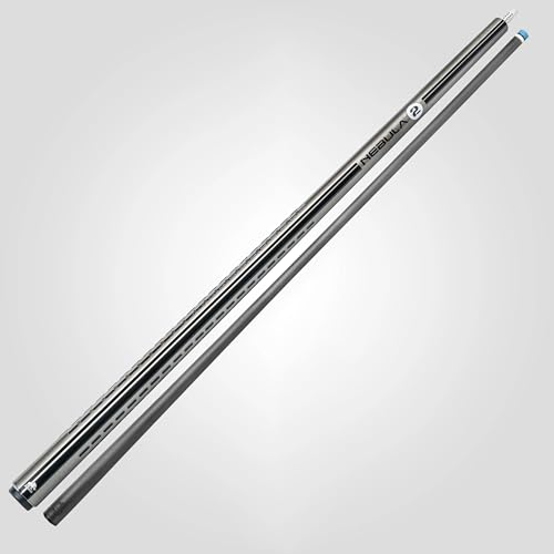 RHINO Nebula 2 Pool Cue - 100% Carbon Fiber Shaft & Composite Butt. Time Crystal Tip, Pro Taper Design, 12.4 mm,12.8 mm. 3/8-8 Joint, 3D Friction Grip. Low Deflection Pool Cue