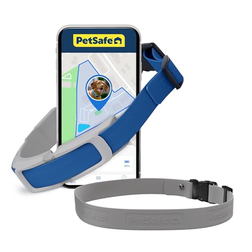 PetSafe Guardian GPS + Tracking Dog Fence Collar Pet Safe GPS Dog Collar Fence System, with App Waterproof Rechargeable Collar, Tracking for Dogs (Blue, Grey)