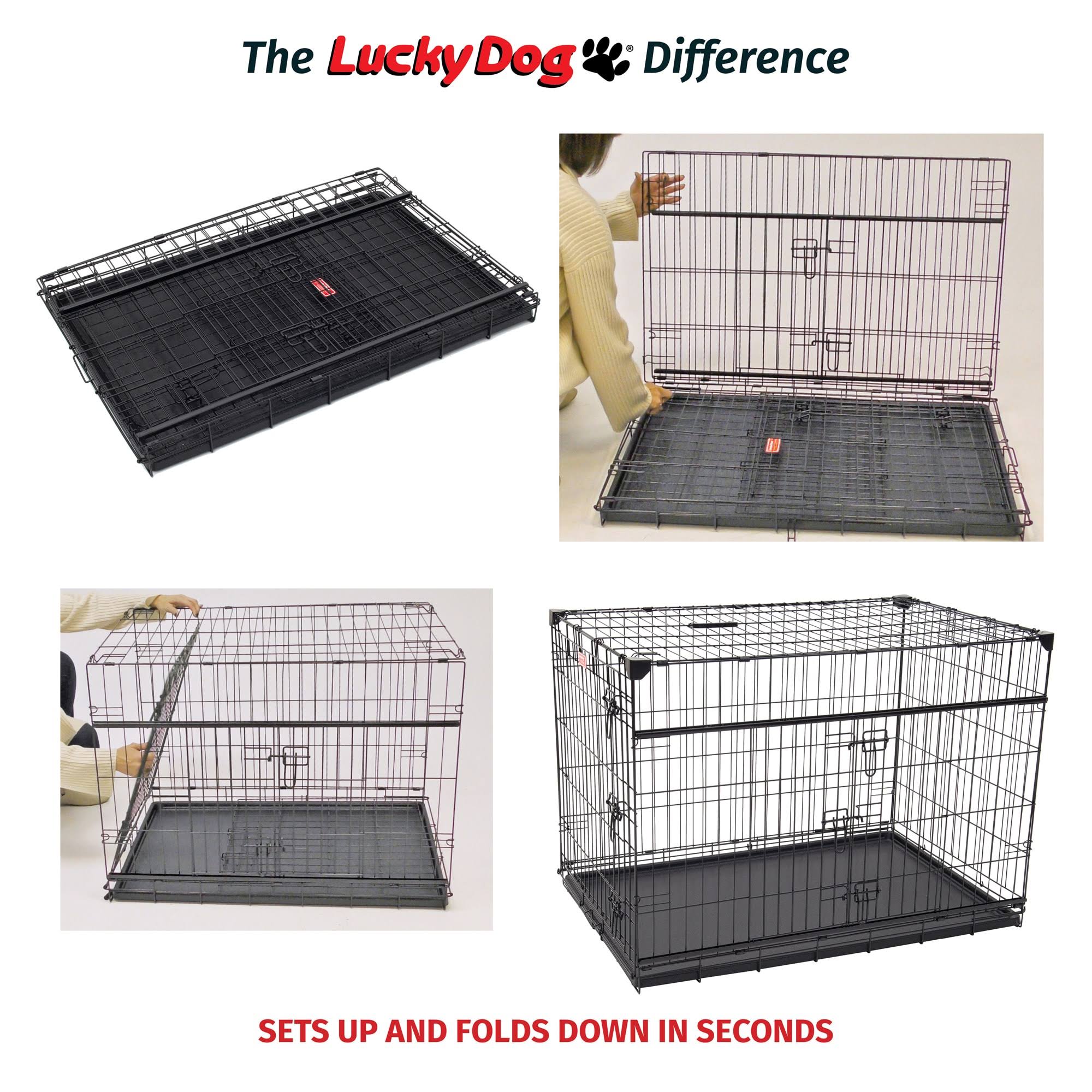 Lucky Dog Sliding Double Door Wire Dog Crate, 36 inch