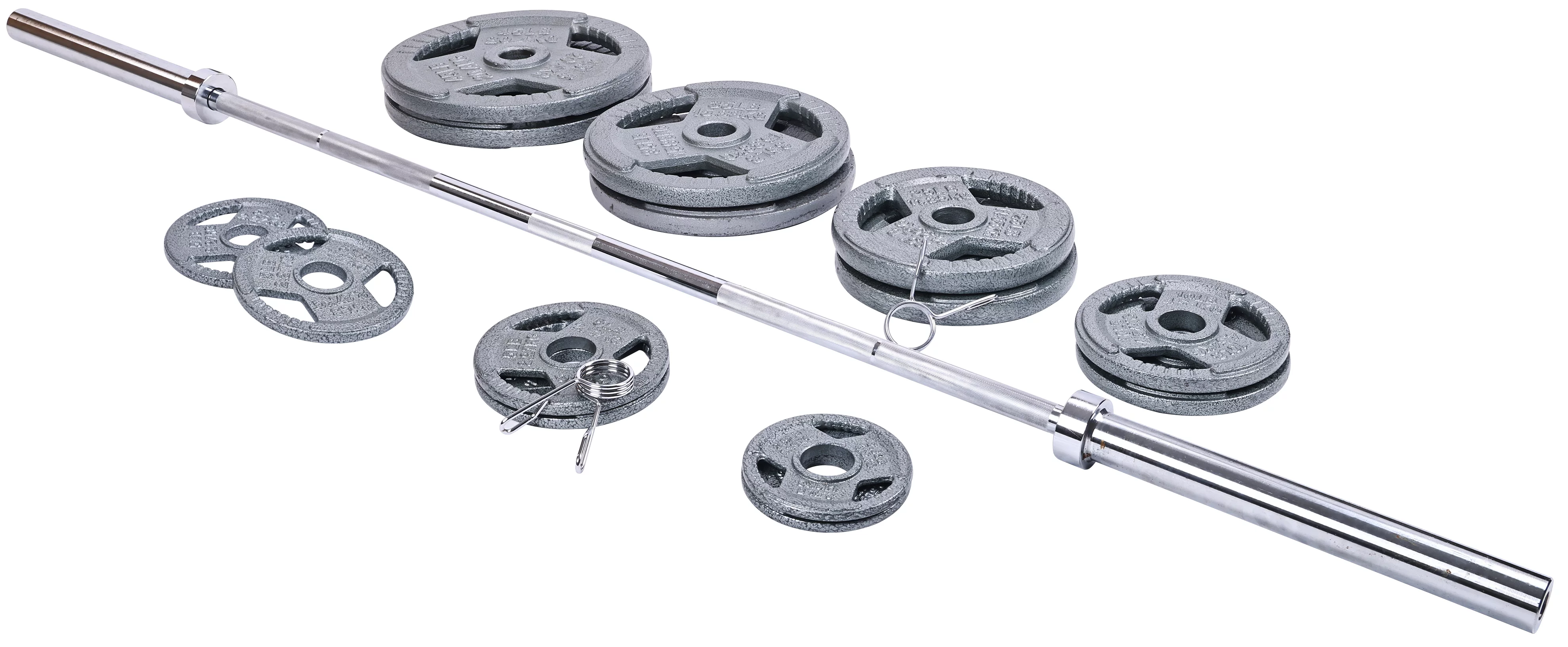 BalanceFrom Cast Iron Olympic Weight Including 7FT Olympic Barbell and Clips, 300-Pound Set (255 Pounds Plates + 45 Pounds Barbell), Multiple Packages