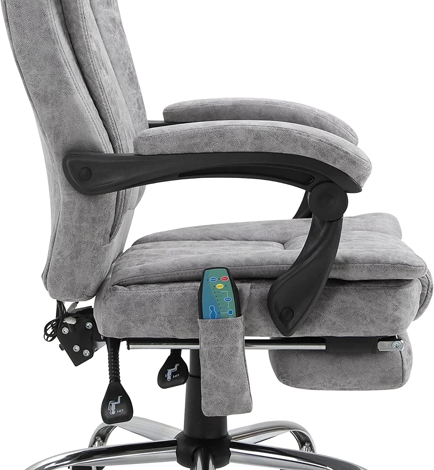 Office Chair Gray Heated Massage Electric Vibration Recliner Game Swivel Chair with Pedals Adjustable Back Recliner Ergonomic Zero-Gravity Chair