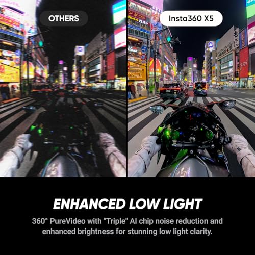 Insta360 X5 Motorcycle Bundle - Waterproof 8K 360° Action Camera, Rugged & Replaceable Lens, 3-Hour Battery, Clear Audio, Stabilization, Invisible Selfie Stick Effect, Leading Low Light