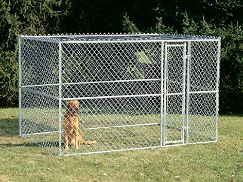 MidWest Homes For Pets Chain Link Portable Kennel with a Sunscreen, 6 by 4 by 4-Feet