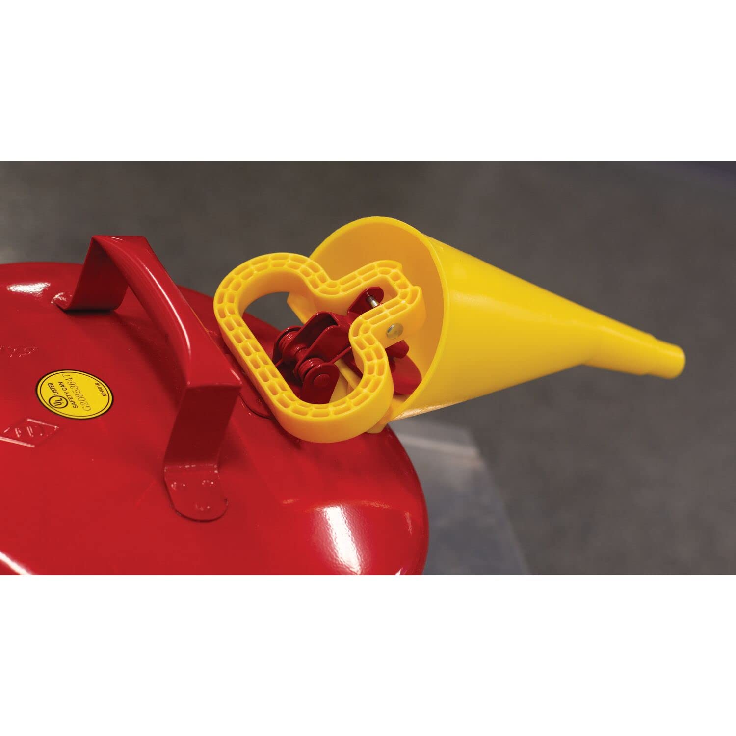 Eagle UI-50-FS Red Galvanized Steel Type I Gasoline Safety Can with Funnel, 5 gallon Capacity, 13.5" Height, 12.5" Diameter,Red/Yellow Pack of 2
