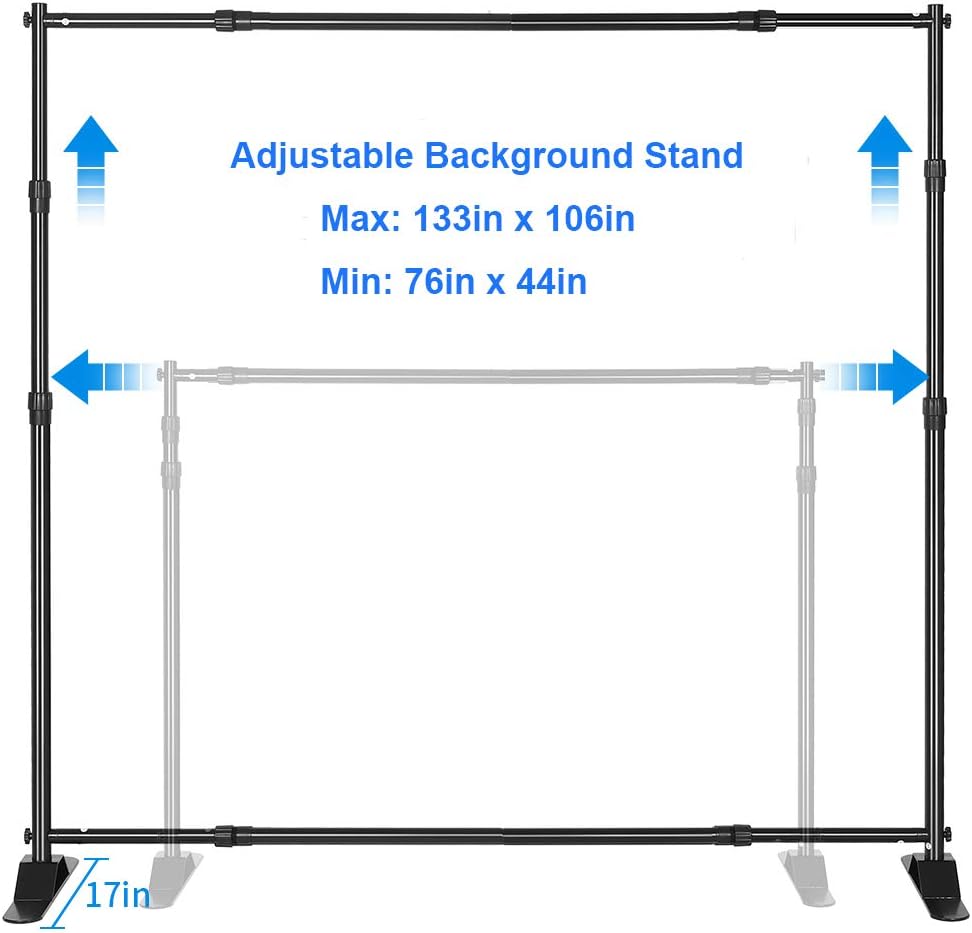 ShowMaven 10x8ft Photography Backdrop Stand Heavy Duty, Background Support Stand,Banner Stand Adjustable Trade Show Display Stand Step and Repeat Stand