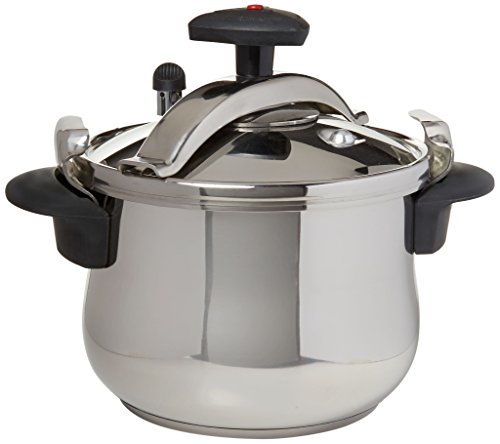 MAGEFESA ® Star B fast pressure cooker, 10.6 Quart, with rounded bottom, made in 18/10 stainless steel, suitable for all types of stovetops, included indution, 3 heavy security systems, 8 psi