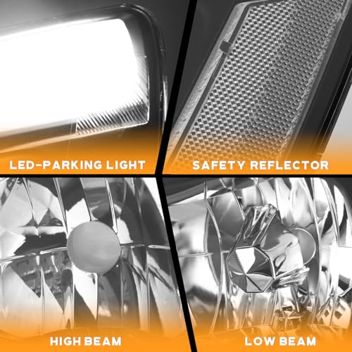 LED Headlight Assembly for 03 04 05 06 07 Honda Accord, for 2003-2007 Accord OE Headlamp with Sequential Turn Signal, Black Housing Clear ReflectorLeft+Right