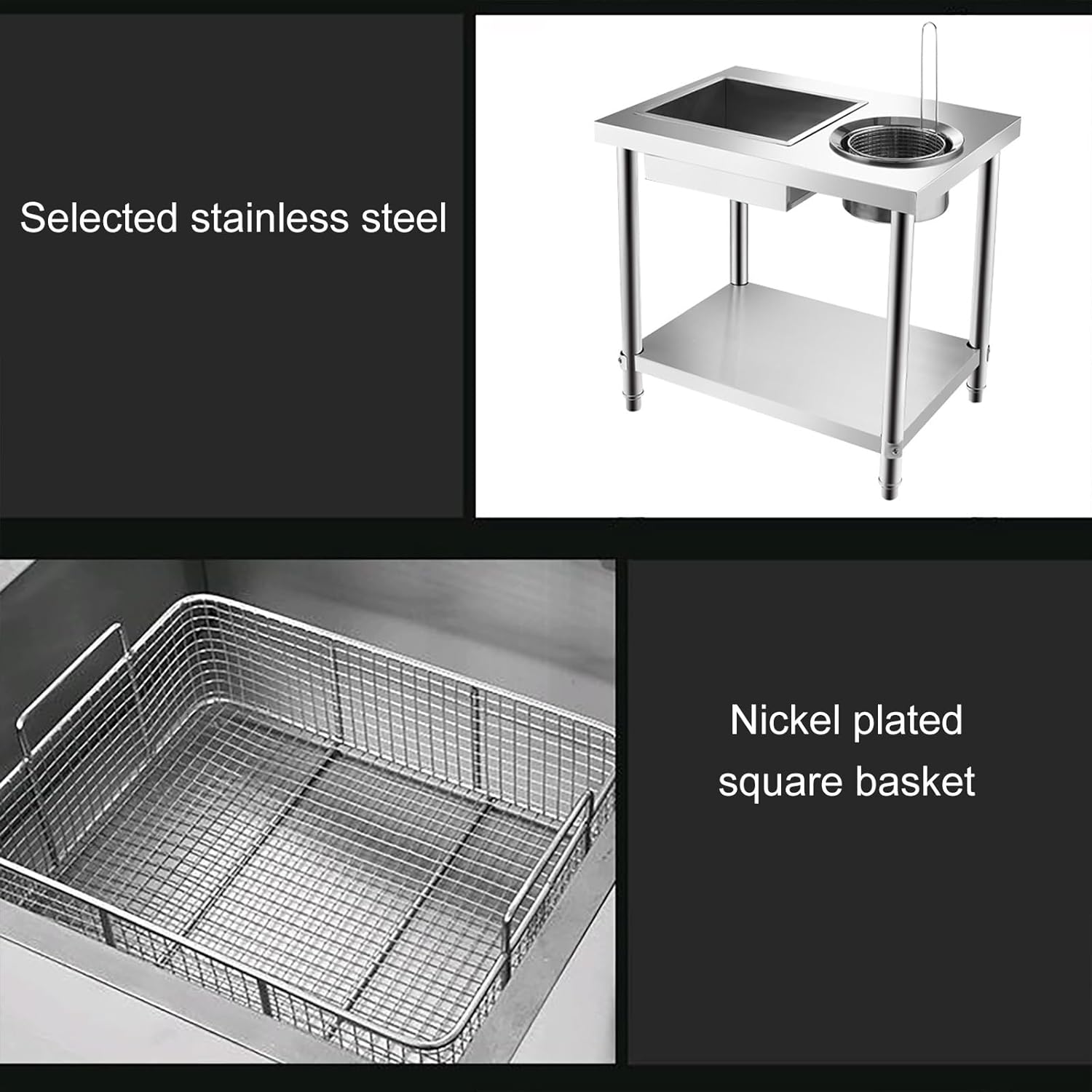 Versatile Breading Table Fried Food Prep Station Stainless Steel Commercial Kitchen Prep & Work Table Stainless Steel Breading Station for Various Food Outlets