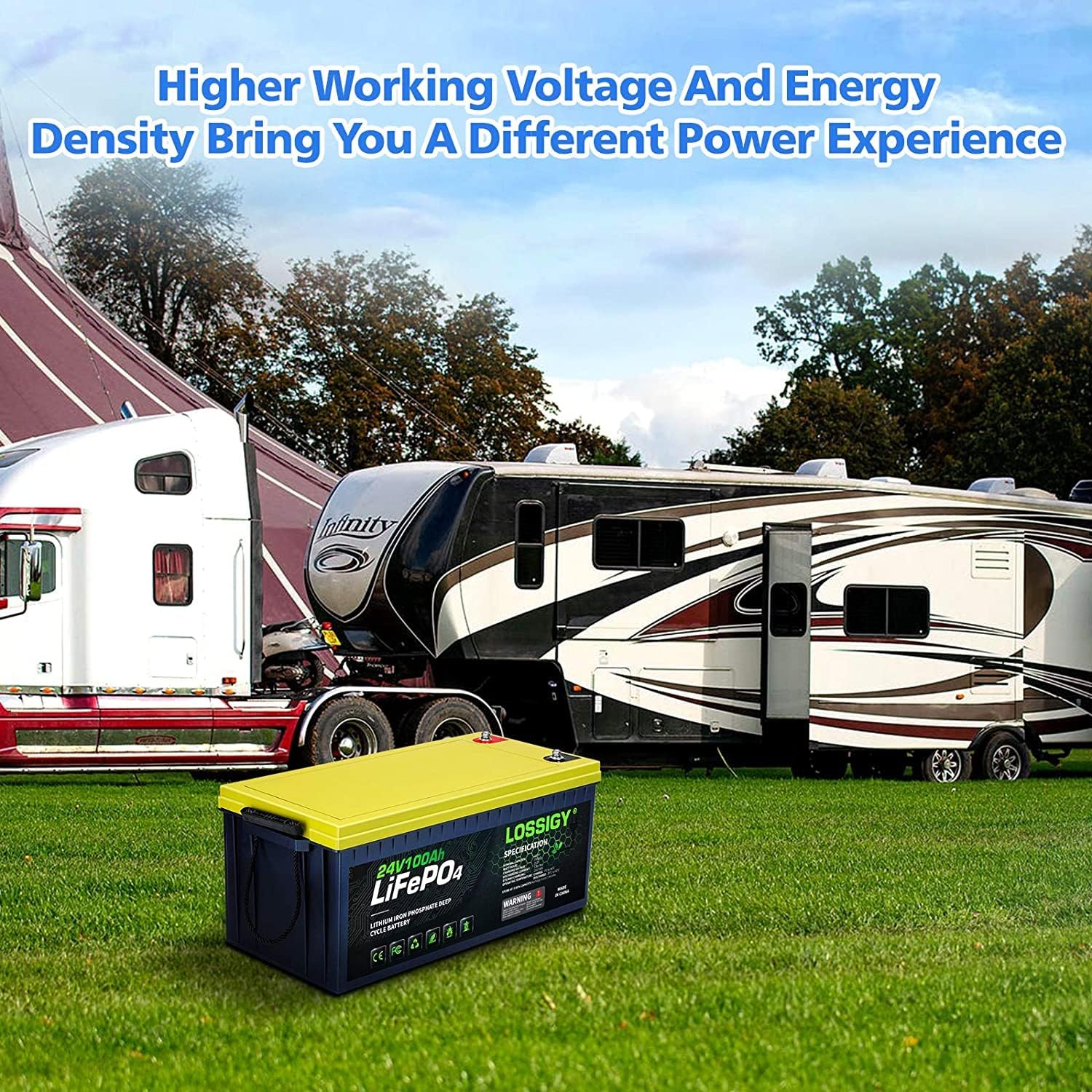 LOSSIGY LiFePO4 Battery 12V 200Ah Deep Cycle Lithium Ion Battery, Built-in 100A BMS, 4000+ Cycles, 280Amp Max, Perfectly replace all RV, Solar systems, Marine Batteries Application, Maintenance-Free