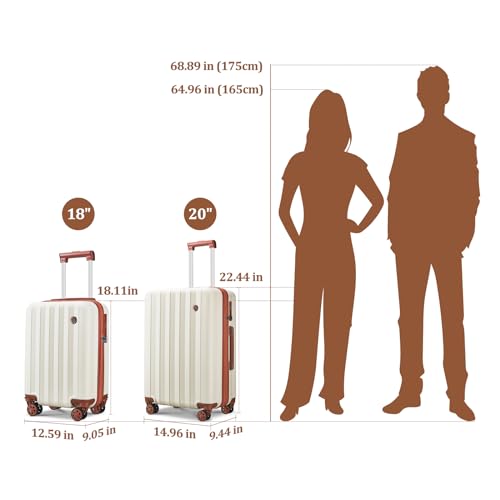 imiomo Luggage Sets 4 Piece Expandable Luggage Set, Hardside Carry on Suitcase with USB Port Cup Holder, Travel Luggage Suitcase with Spinner Wheels TSA Lock, Black Brown