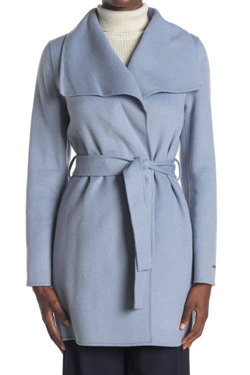 Tahari Ella Double Face Wool Coat, Pale Blue / Xs