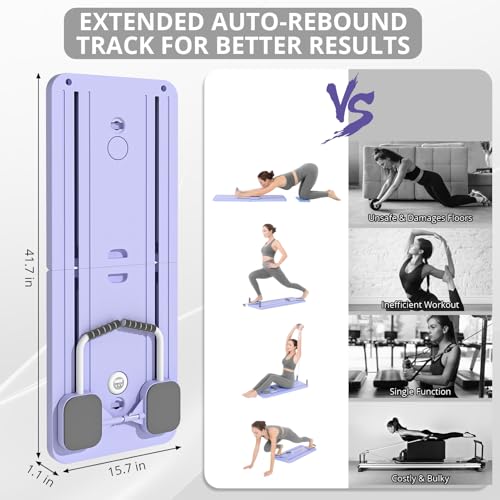 JANUA Pilates Board - Pilates Reformer Set, Multi-Purpose Foldable Pilates Reformer Board for Home, 5 in 1 Pilates Sliding Board