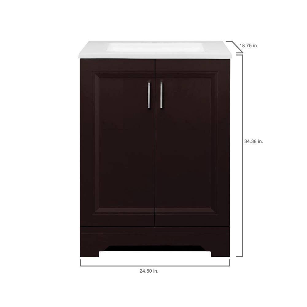 Glacier Bay Willowridge 24-1/2 in. W Bath Vanity in Carob with Cultured Marble Vanity Top in White with White Sink