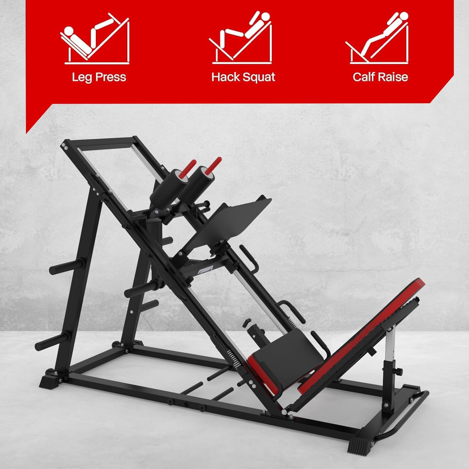 Leg Press Hack Squat Machine Combo, Hack Squat Leg Press Machine with Weight Storage Posts, Professional Adjustable Leg Exercise Machine with Linear Bearing for Full Lower Body Workout Home Gym