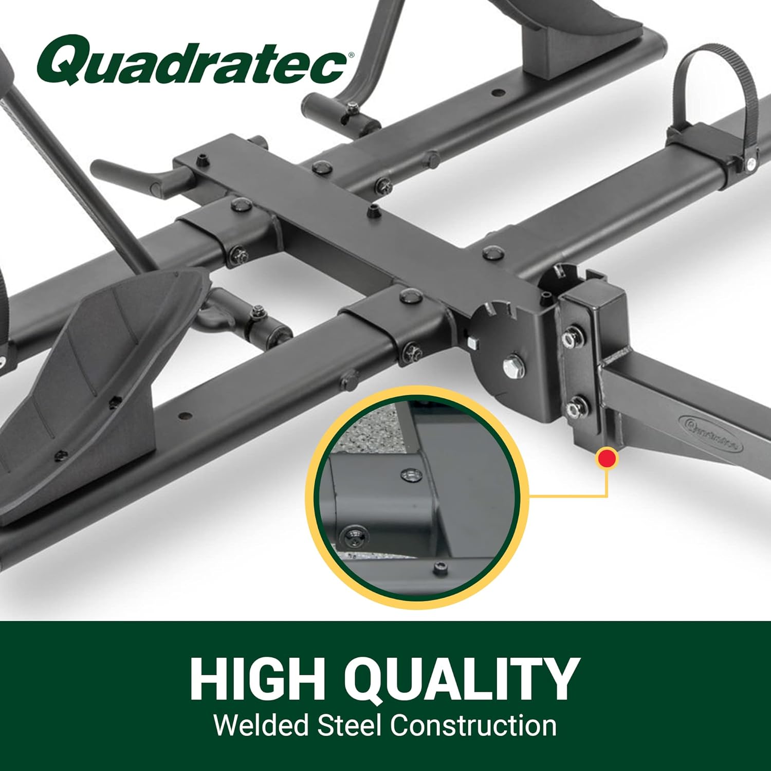 Quadratec Deluxe 2-Bike Hitch Mount Bike Rack for eBikes - Supports Heavy Electric Bikes & Fat Tires Up to 4" Wide - Swing Away & Folding Feature - Fits Jeep Wrangler, SUVs, RVs, Trucks, & Trailers
