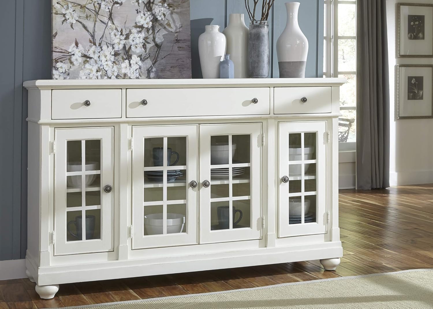 Liberty Furniture Industries Harbor View II Dining Buffet, W66 x D19 x H42, Linen Finish