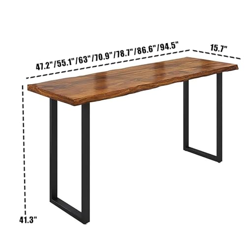 Solid Wood Bar Table Modern Pub Table Rectangle Bar Counter Table Solid Wood Bar Height Table Sofa Bar Table For Small Space Kitchen Bar Dining Table-Table Only(78.7“L x 15.7“W x 41.3“H, Brown)