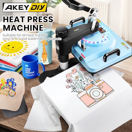 AKEYDIY Heat Press,15"x12" 8 in 1 Industrial Tshirt Press Machine,Swing Away Heat Press Machine for T Shirts Digital Precise LCD Control Heat Transfer Sublimation Machine for Shirts/Mug/Cap/Plate/DIY