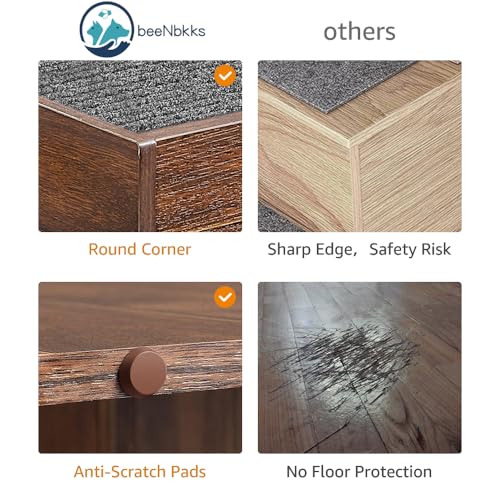 beeNbkks Dog Stairs Furniture, Extra Wide Wooden Pet Steps for Medium Large Dogs and Cats, Non-Slip Pet Ladder for Elderly Injured Pets Short Legged Puppy to Reach Couch Sofa High Bed Windowsill