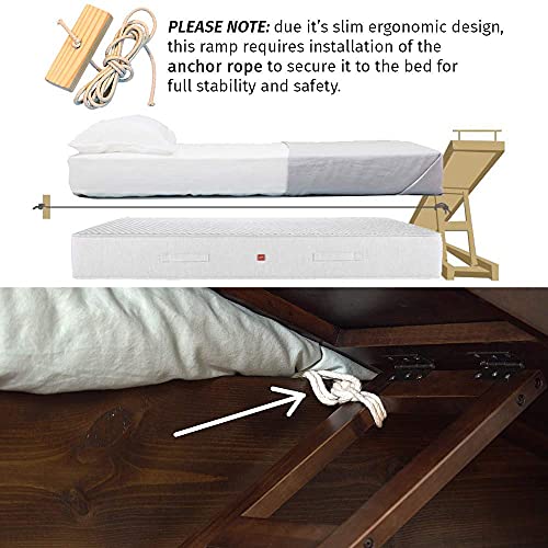 Dog Ramp for Beds - Solid Hardwood with 5 Finish Options - Adjustable up to 37" High Beds with Low Incline, Safety Rails & Anti-Slip Grip, For Small Dogs up to 50lbs - Made in North America
