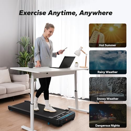 MERACH Walking Pad, Small Treadmill for Home & Office, Under Desk Treadmill with Max 3.8MPH 40 dB, 2 in 1 Quiet Portable Mini Treadmill with Remote Control, APP, LED Display