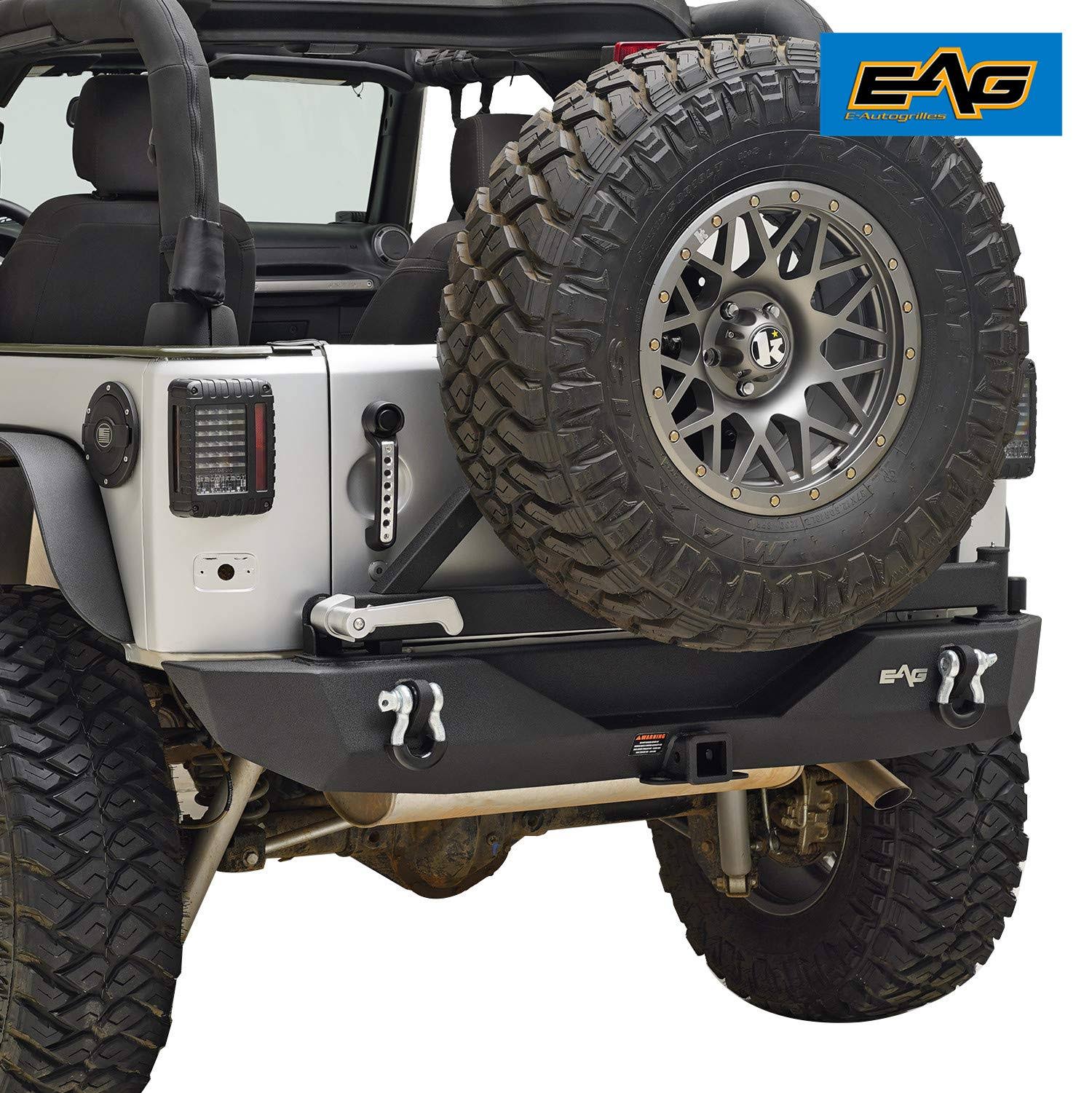 EAG Rear Bumper with Tire Carrier Fit for 07-18 Jeep Wrangler JK