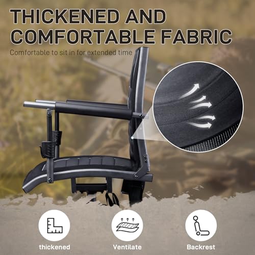 EVER ADVANCED 360° Silent Swivel Hunting Chair for Blinds, Adjustable Folding Hunting Seats for Outdoor Activities, Fishing, Support 300lbs, Black
