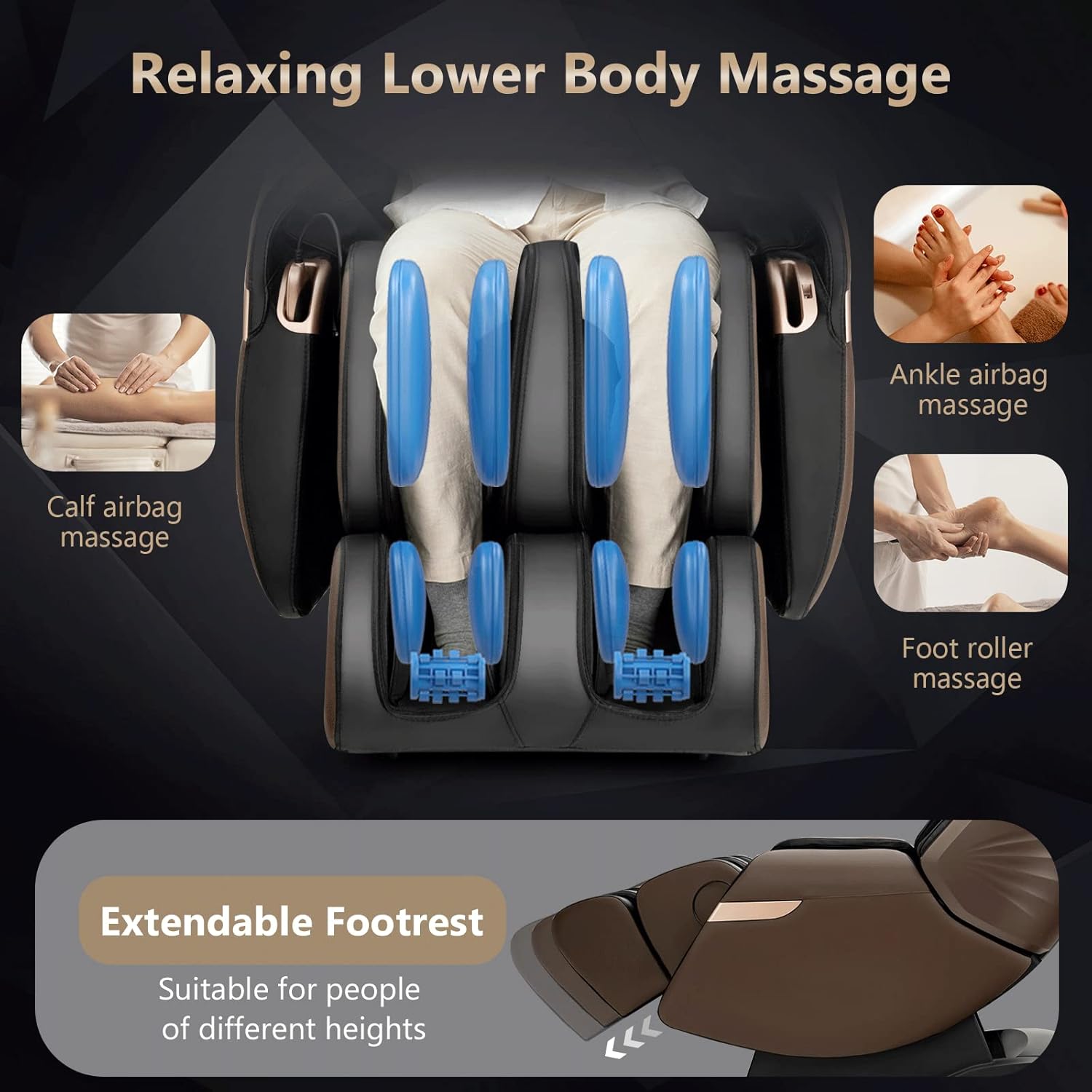 Giantex Massage Chair Full Body - 3D Electric Zero Gravity Shiatsu Massage Recliner Chair with 55” SL Track, Waist Heaters, Airbag Massage, Foot Rollers, 4 Auto Modes, Blue-tooth Speaker