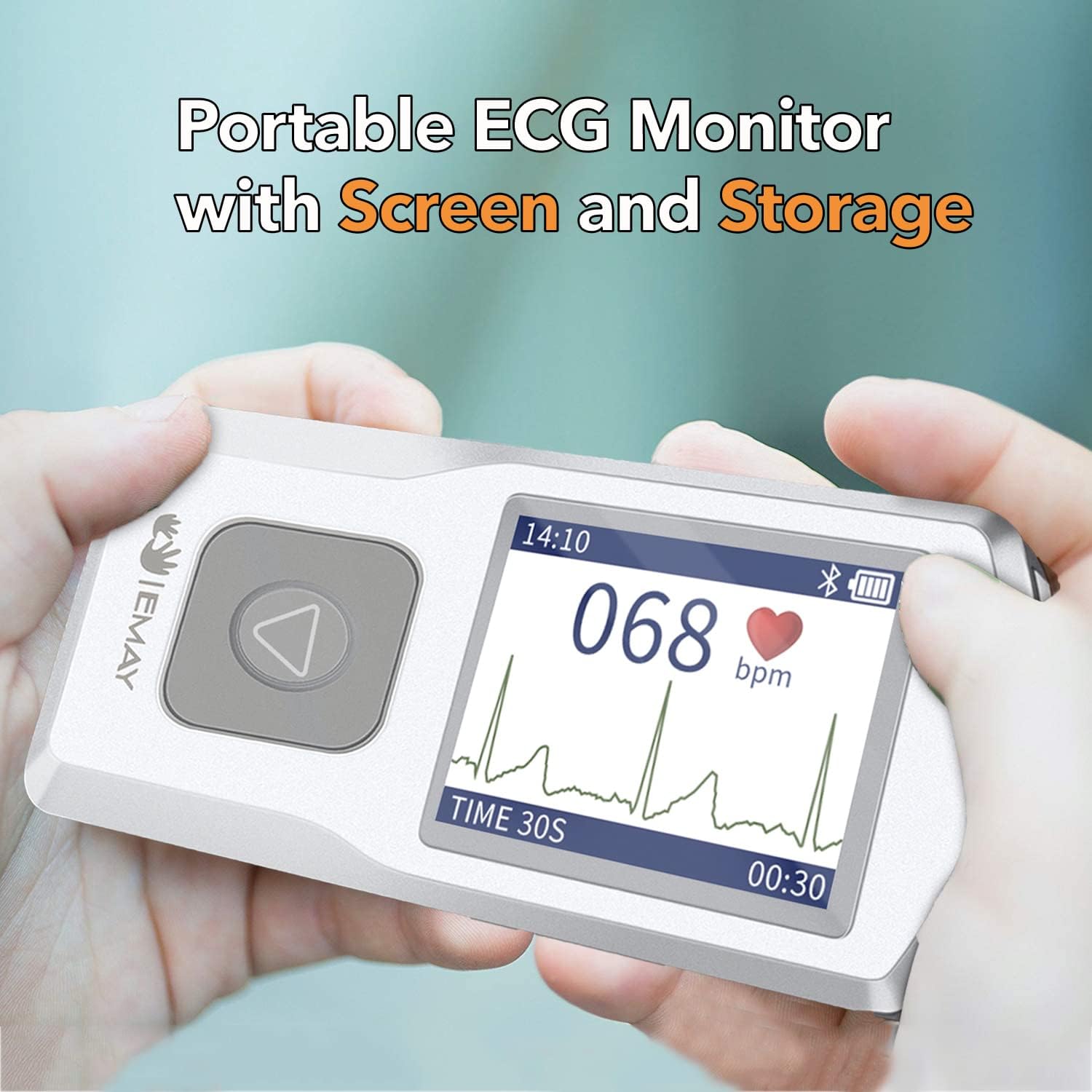 EMAY Portable ECG Monitor | Record ECG and Heart Rate | Compatible with Smartphone and PC (Grey)