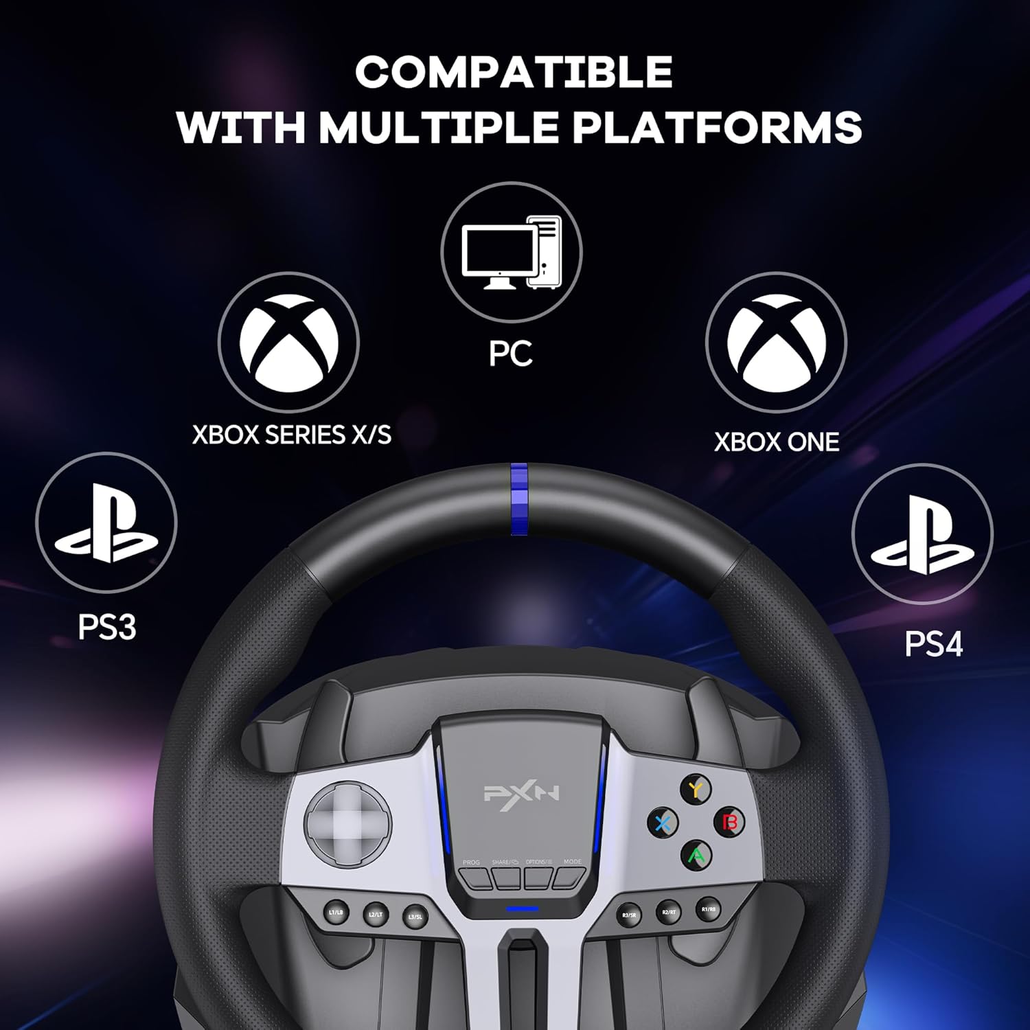 PXN V9 Gen2 Racing Wheel - Steering Wheel Driving Wheel 270°/ 900° Degree Vibration Gaming Steering Wheel with Shifter and Pedal for PS4,PC,PS3,Xbox Series X|S, Xbox One