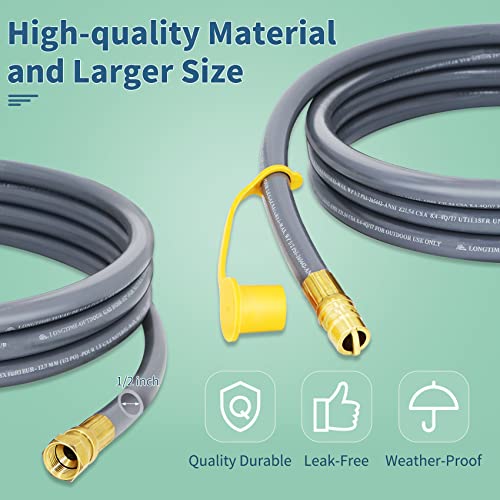 Upgraded 1/2 Inch ID Natural Gas Hose with 3/8 Inch Female Flare by 1/2 Inch Male Flare Adapter, Quick Connect Disconnect, Anti-Cracking for Natural Gas/Propane Equipment …