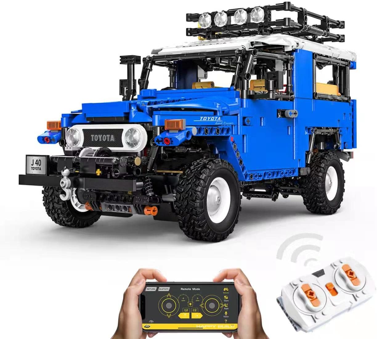 MINEBRICKS Technic Toyota FJ40 Building Set, 1:12 Scale Classic Model Car Kit Gift for Teens and Adult, High-Performance Remote and APP Controlled Toy Vehicles (2101 Pieces)