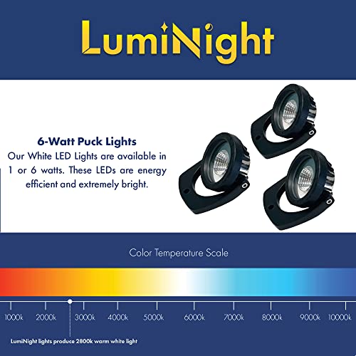 HALF OFF PONDS LumiNight Pond and Landscape Lighting - (3) 3-Watt LED White Light Kit for Floating Fountains w/ 100' QD Cord