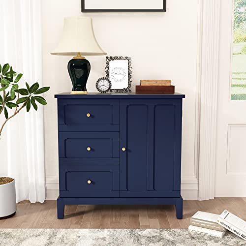 HLR Accent Cabinet with 3 Drawers and Door, Wooden Storage Cabinet with Shelves, Sideboard for Living Room, Entryway, Green