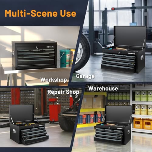 Goplus Rolling Steel Tool Chest, 5-Drawer Tool Storage Cabinet with Hanging Holes, Central Keyed Locking System, Ball-Bearing Slides & Lockable Wheels, Tool Organizer Box for Garage & Repair Shop