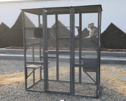 Catio Outdoor Cat Enclosure Large Walk in Cat Cage, Outdoor/Indoor Cat Catio for Multiple Cats with Waterproof Roof, 5 Platforms, 2 Resting Box, Cat Scratching Post, 71.2"L x 34.6"W x 66.5"H